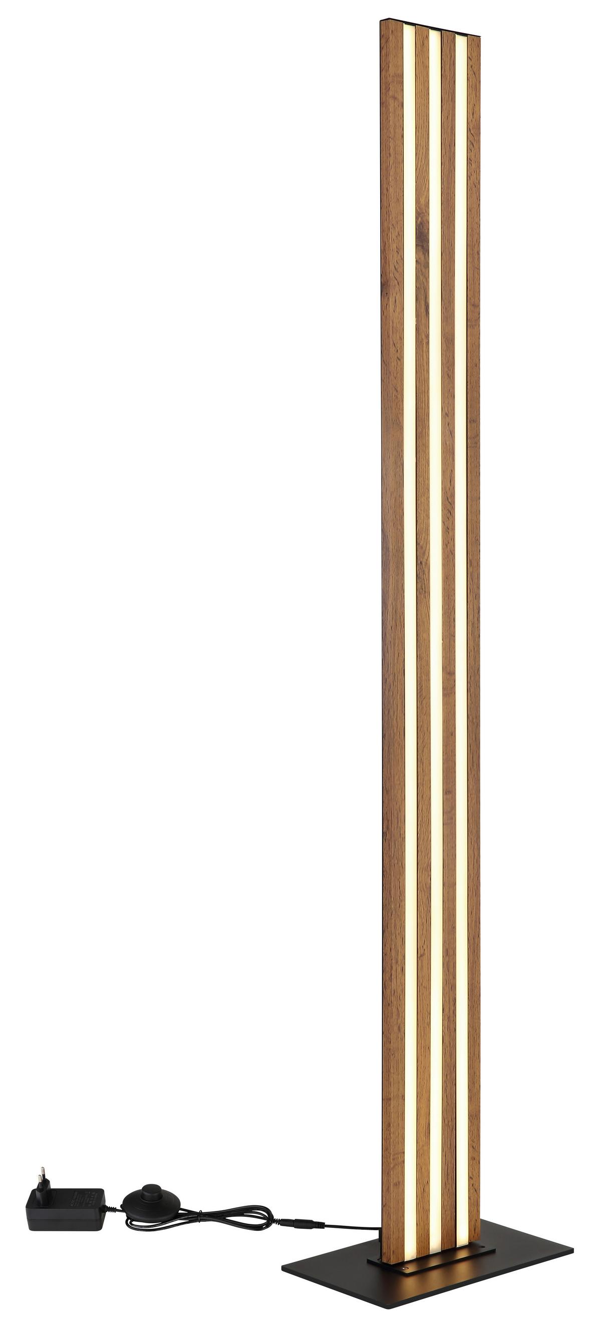 Stehleuchte matt 230V, ca. 30x18x140 cm - Dunkelbraun/Opal, Design, Holzwerkstoff/Kunststoff (30/18/140cm) - Globo