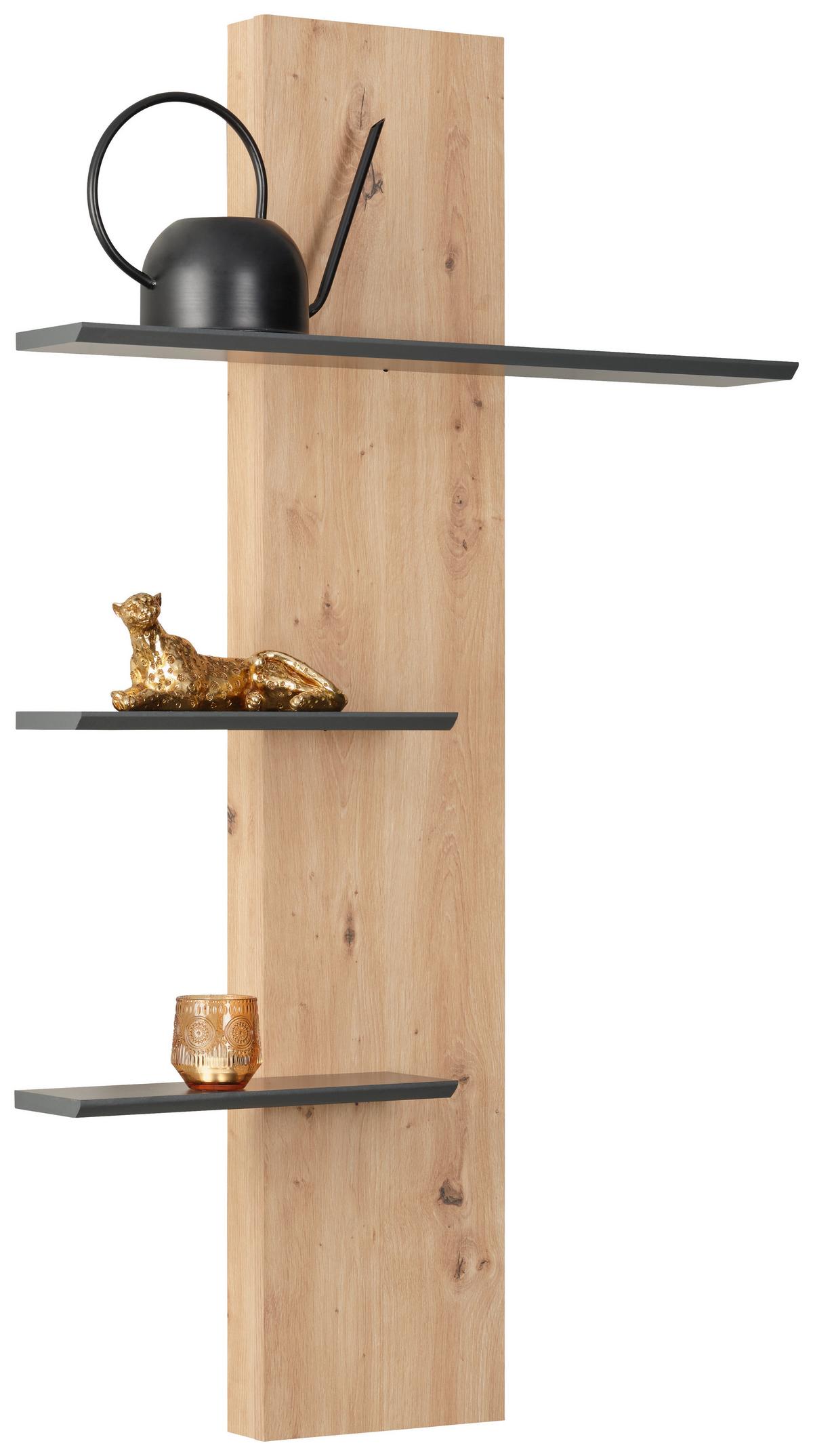 Wohnwand Jake Anthrazit/ Eiche Artisan Dekor B: 378,1cm - Anthrazit/Eiche Artisan, Trend, Glas/Holzwerkstoff (378,1/137/38cm)