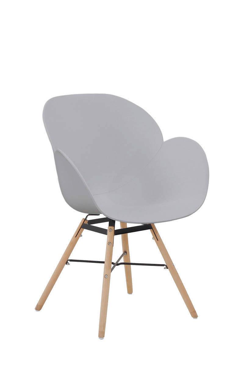 Armlehnstuhl Amalia Grau Mit Holzbeinen 2er-Set - Grau, Design, Holz/Kunststoff (59/83,5/57,5cm) - Kayoom