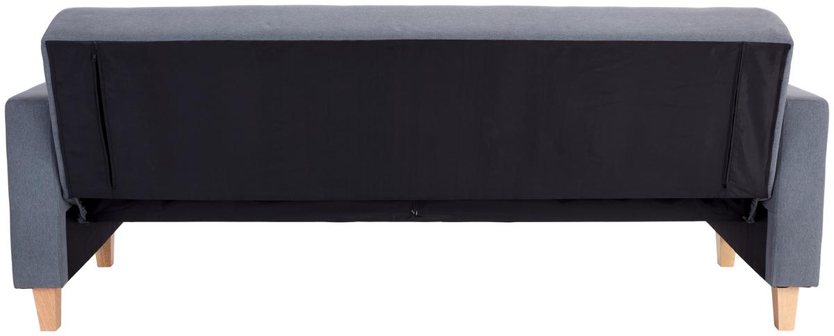 3-sitzer-sofa Mit Schlaffunktion Levi Grau - Naturfarben/Grau, MODERN, Holz/Textil (208/85/88cm) - Ondega