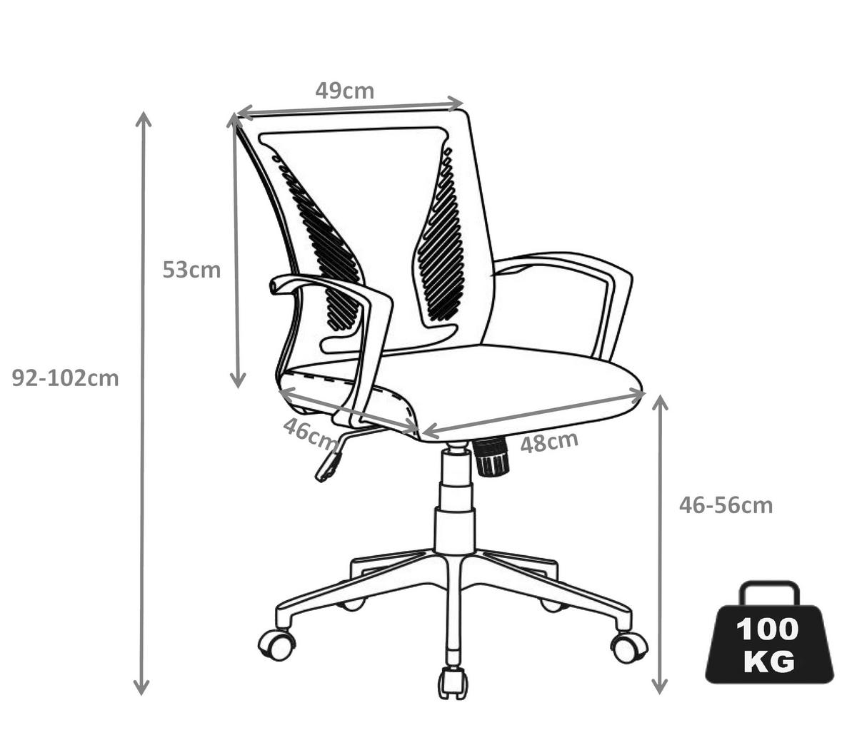 Drehstuhl Offilo Pu - Schwarz/Weiß, KONVENTIONELL, Kunststoff/Metall (48/92/46cm)