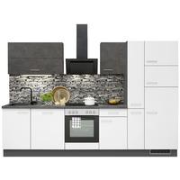 Küchenzeile Ip1200 mit Geräten B: 310 cm Weiß/Grafit - Graphitfarben, Basics, Holzwerkstoff (310cm) - Impuls