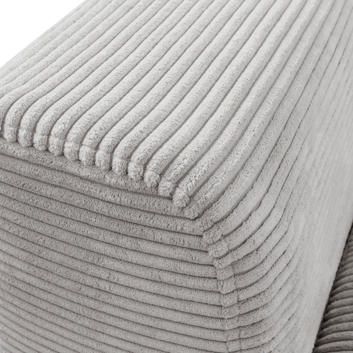 Ecksofa Berlin Cord Hellgrau 313x172 cm - Hellgrau/Schwarz, Design, Textil (313/172cm) - Livetastic