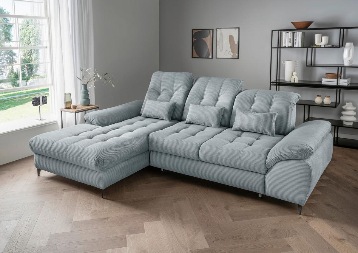 Eckschlafsofa Delphino Hellblau S: 189x273 cm - Schwarz/Hellblau, MODERN, Textil (189/273cm) - Livetastic