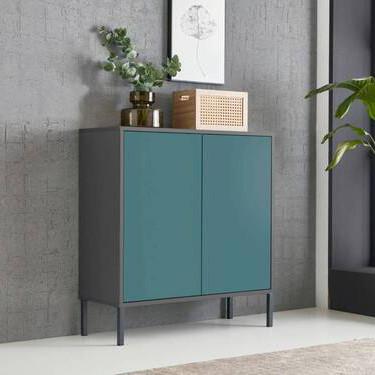 Kommode Mailand Typ 4 + Mf - Anthrazit/Petrol, MODERN, Holzwerkstoff (79/86/33cm) - MID.YOU