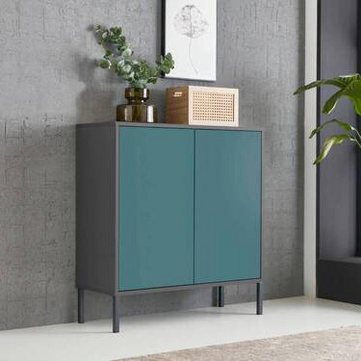 Kommode Mailand Typ 4 + Mf - Anthrazit/Petrol, MODERN, Holzwerkstoff (79/86/33cm) - MID.YOU