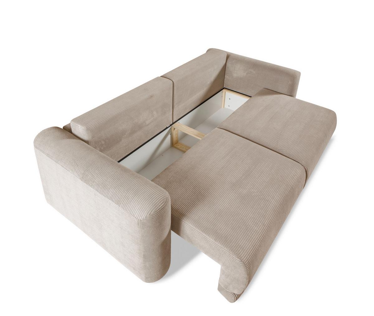 Schlafsofa Norman Beige B: 252cm - Beige/Schwarz, Design, Textil (252/93/167cm) - Livetastic