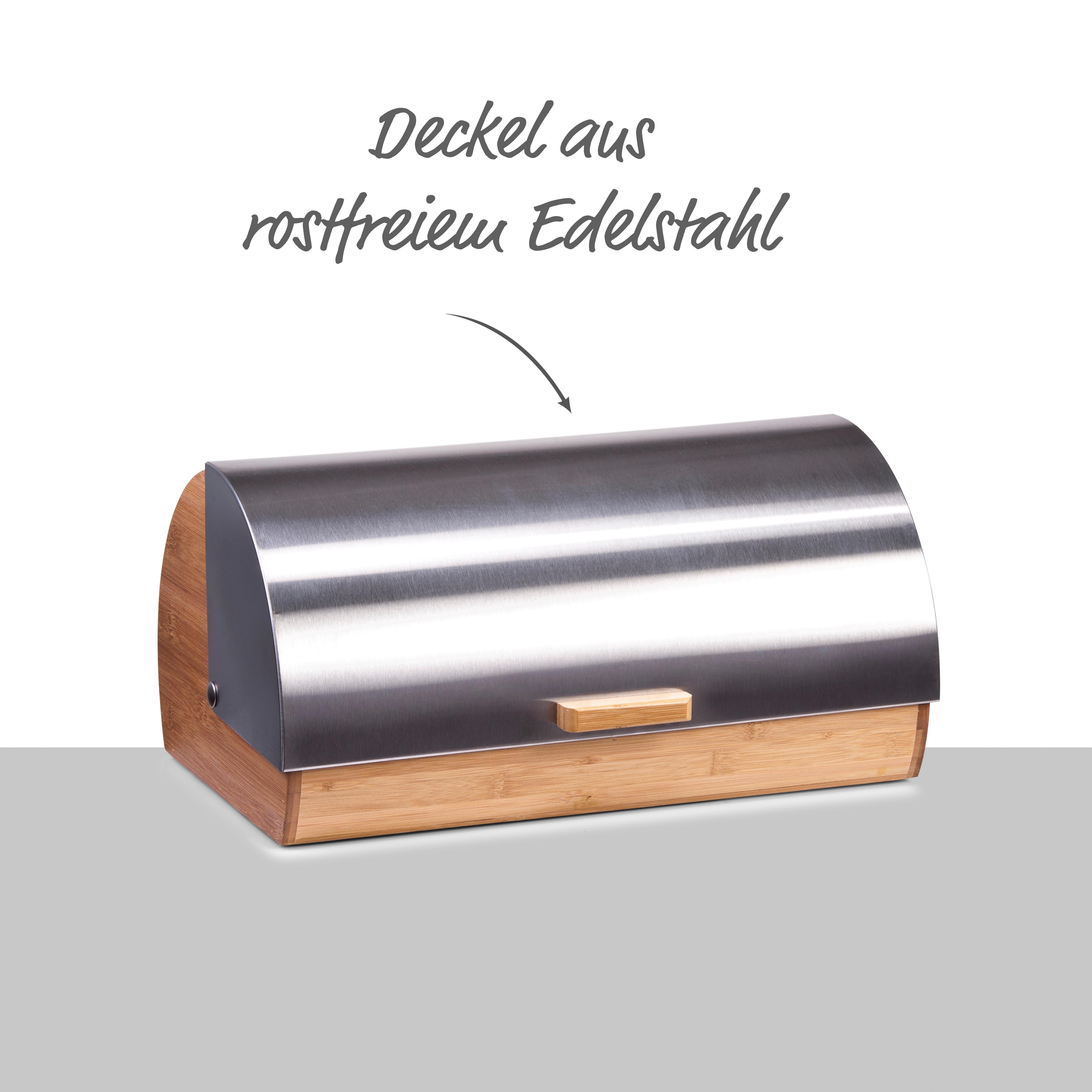 Brotkasten Silberfarben B: 39 Cm - Edelstahlfarben/Silberfarben, Basics, Holz/Metall (39/25/19cm) - Zeller Present