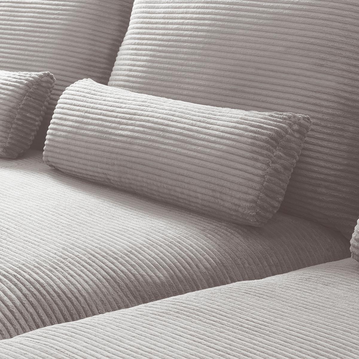 Ecksofa Berlin Hellgrau Cord 313x172 cm - Hellgrau/Schwarz, Design, Textil (313/172cm) - P & B