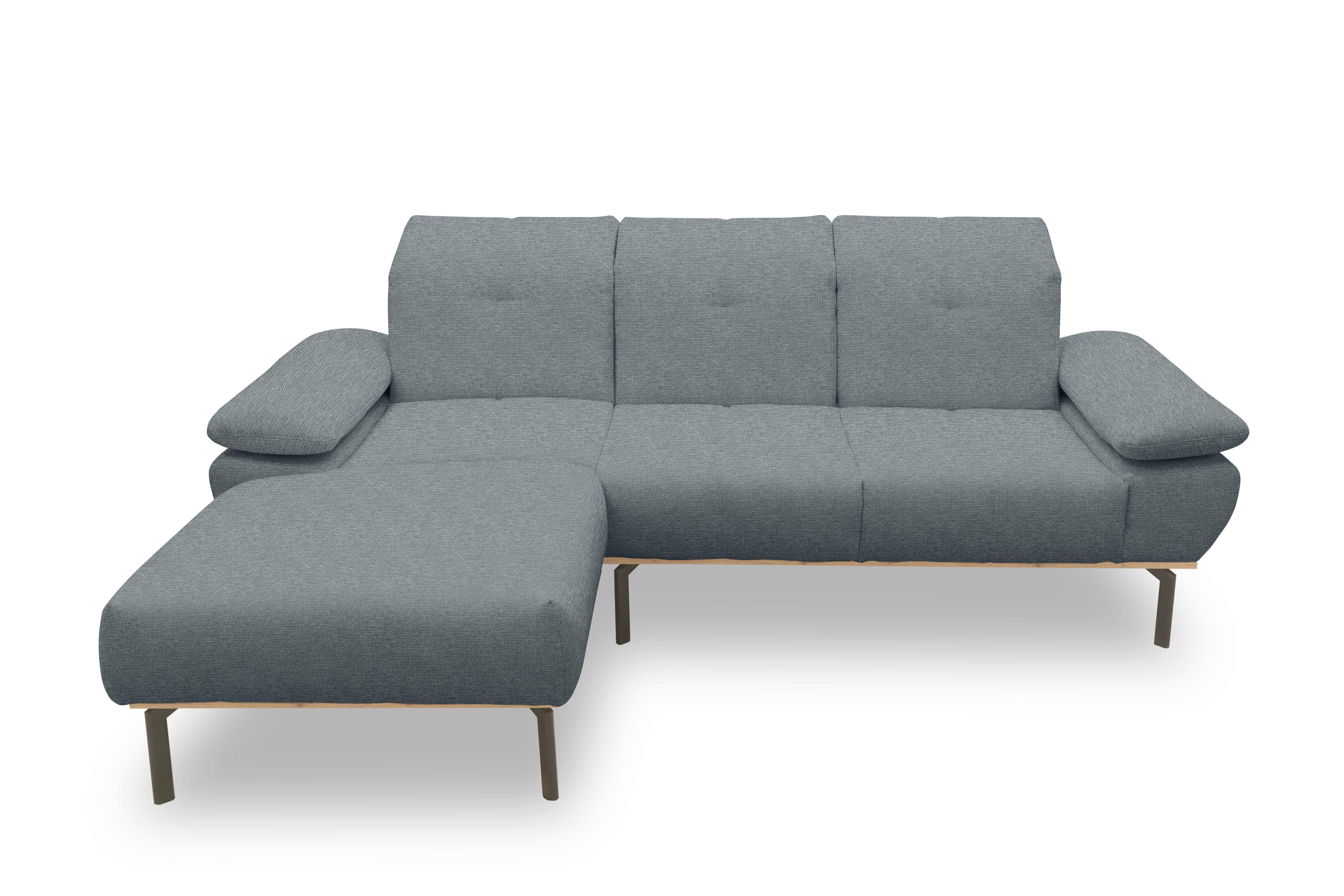 Ecksofa Grau S: 242x170 cm - Wildeiche/Schwarz, Design, Holz/Textil (242/170cm) - MID.YOU
