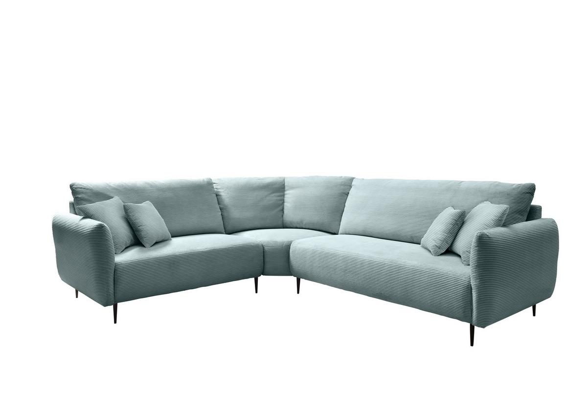 Ecksofa Vanilla Hellblau S: 256x294 Cm - Schwarz/Hellblau, Design, Textil (256/294cm) - Livetastic