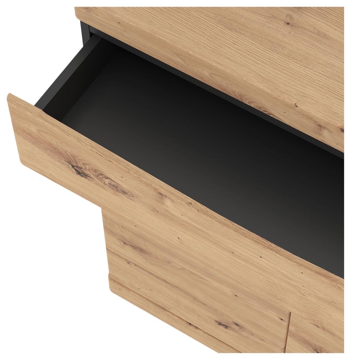 Schuhschrank Turino Eiche Artisan Dekor B: 86 cm - Eichefarben, MODERN, Holzwerkstoff (86/101,6/40cm)