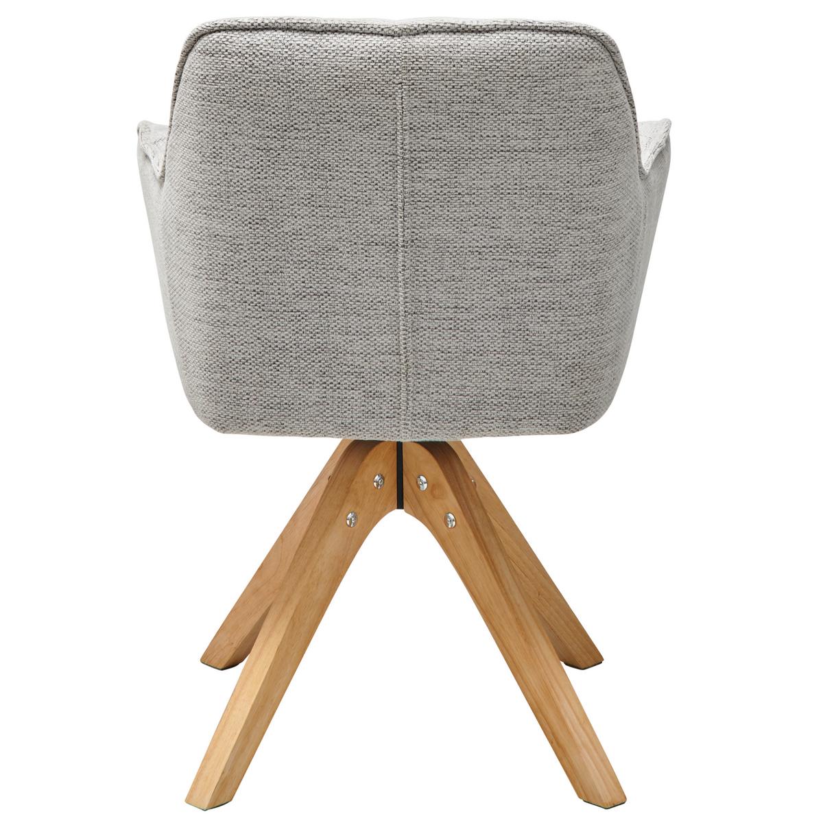 Armlehnstuhl Kerry Hellgrau, Echtholz Beine - Eichefarben/Hellgrau, LIFESTYLE, Holz/Textil (61/85/63cm) - Livetastic