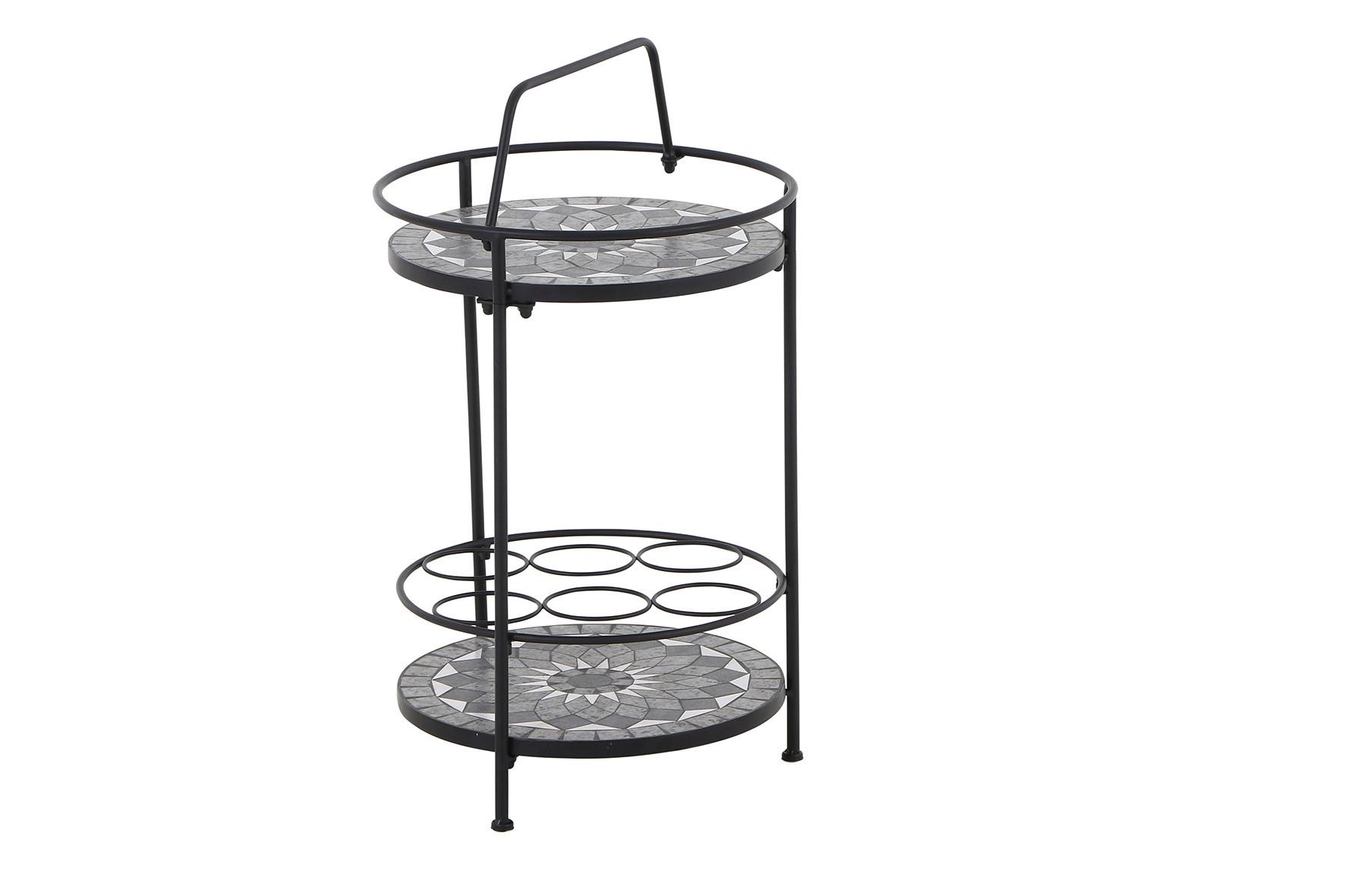 Gartentisch Metall/Keramik L 42 cm - Schwarz, KONVENTIONELL, Keramik/Metall (42/42/74cm) - Siena Garden