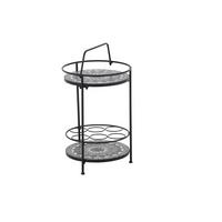 Gartentisch Metall/Keramik L 42 cm - Schwarz, KONVENTIONELL, Keramik/Metall (42/42/74cm) - Siena Garden