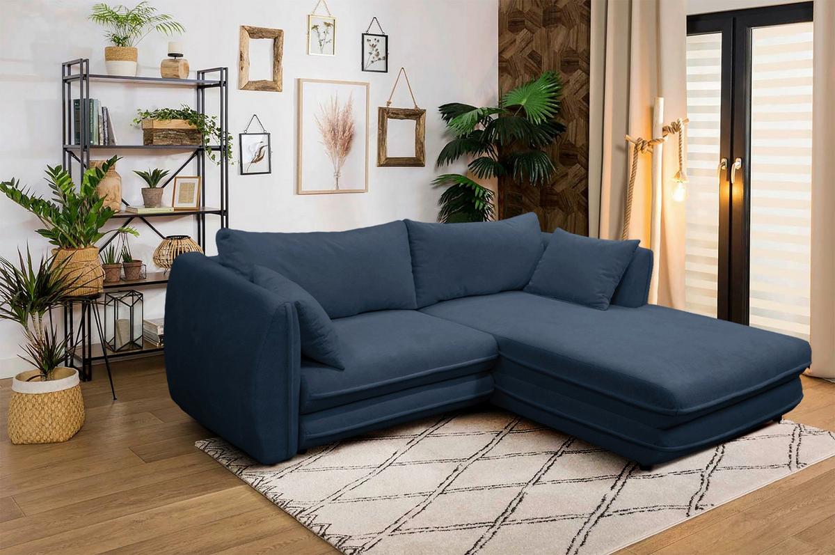 Ecksofa Vivaldi Dunkelblau S:240x201cm - Schwarz/Dunkelblau, Design, Textil (240/201cm) - MID.YOU