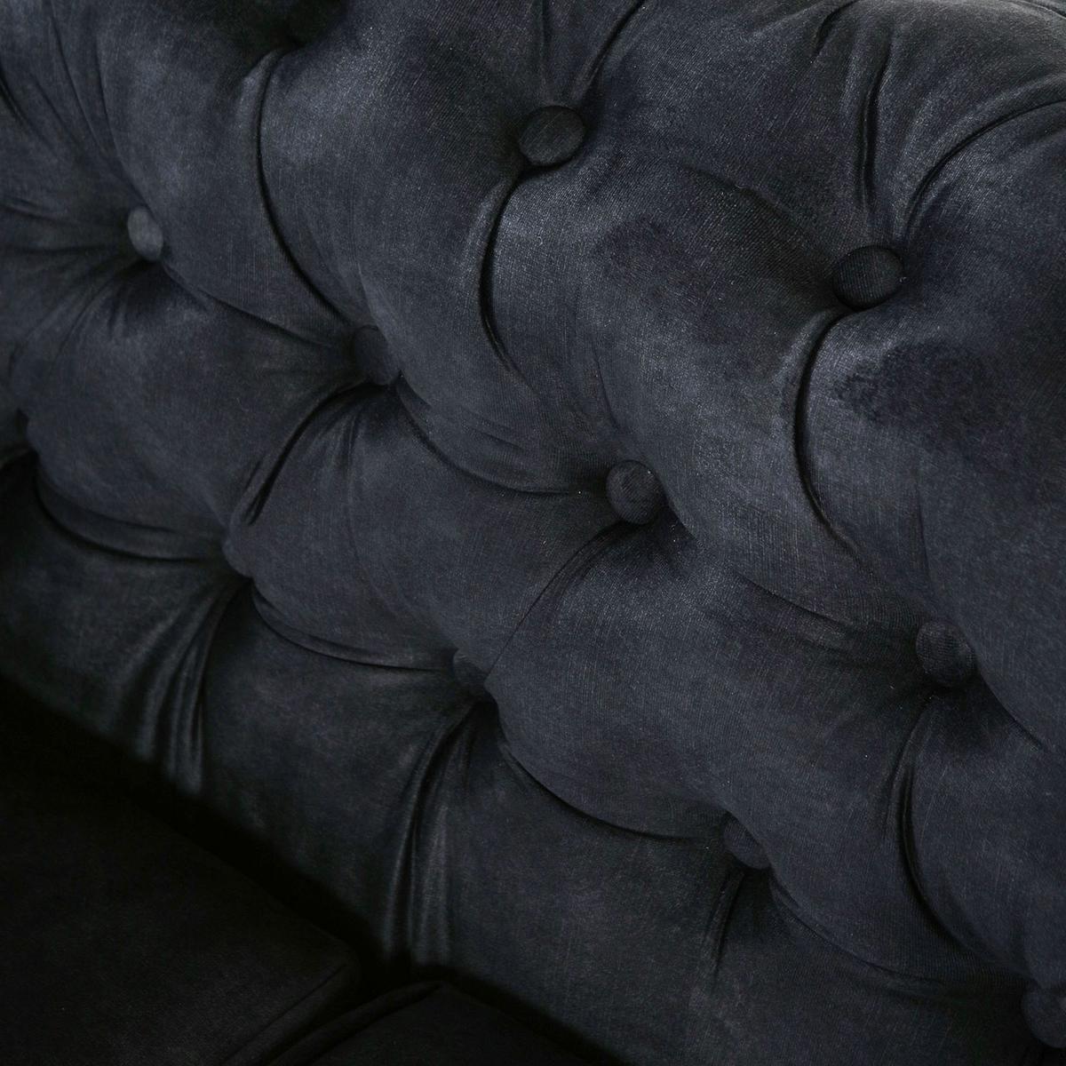 Chesterfield-sofa Slopes Anthrazit 3-Sitzer B: 203 Cm - Anthrazit/Schwarz, KONVENTIONELL, Textil (203/79/93cm) - Livetastic
