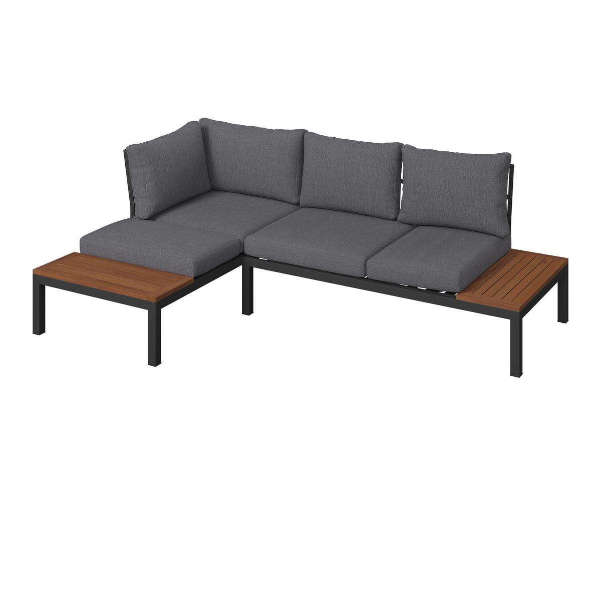 Loungegarnitur Rimini - Dunkelgrau/Weiß, MODERN, Holz/Textil (143/208,5cm) - Beldano