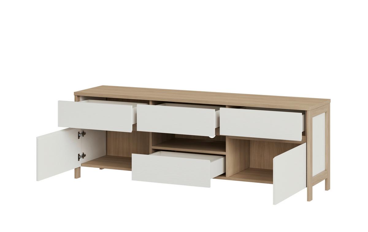 Lowboard Stranda Weiß/Eiche B: 164cm - Eichefarben/Weiß, Design, Holzwerkstoff (164/58/39cm) - MID.YOU