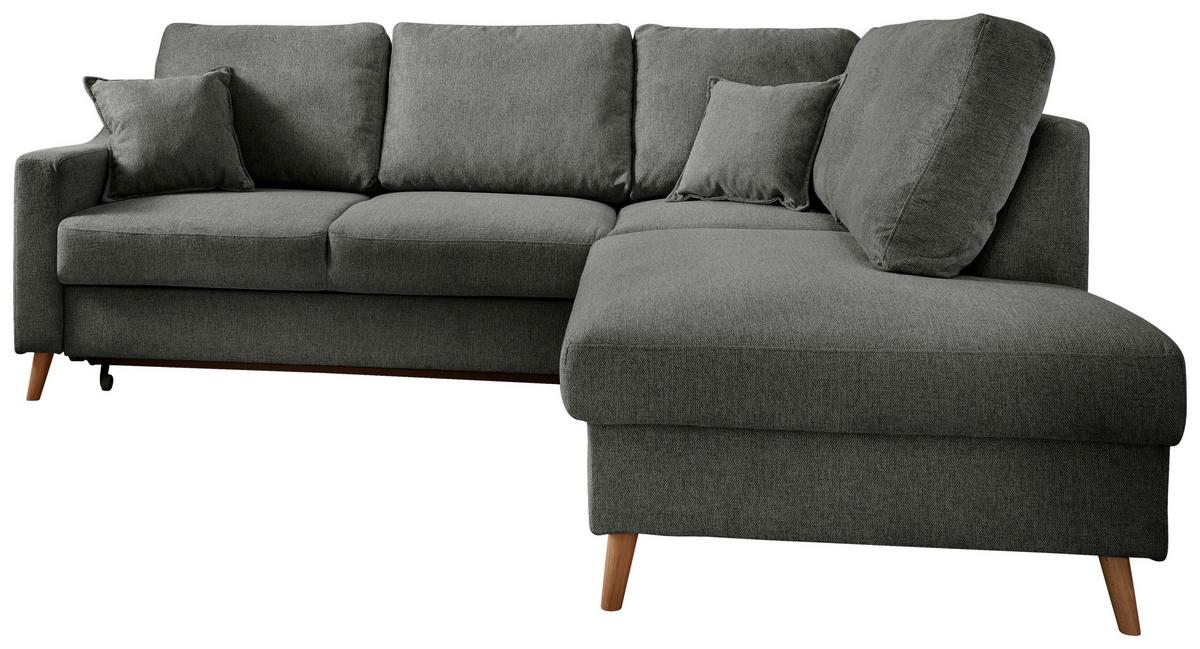 Ecksofa Mit Schlaffunktion Valentina Mit Kissen Anthrazit - Anthrazit/Naturfarben, KONVENTIONELL, Textil (230/200cm) - P & B