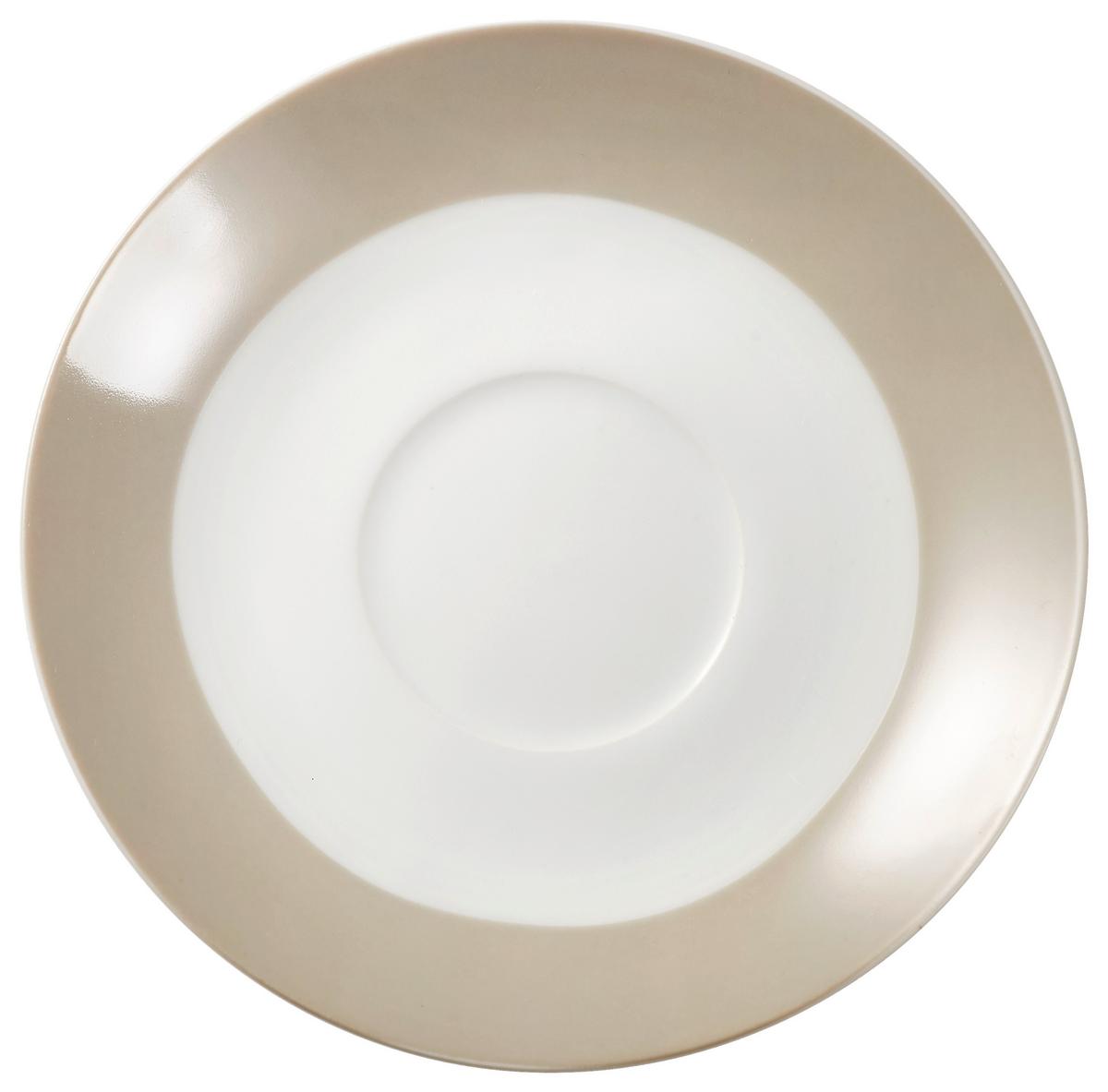 Untertassenset Weiß Taupe 6-teilig D: 14,5 cm - Taupe/Weiß, Basics, Keramik (14,5cm) - Van Well