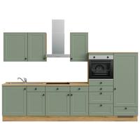 Kuchyňská linka 330 cm, rákosová/ dub sierra - barvy dubu/černá, Moderní, kov/kompozitní dřevo (330cm) - Nobilia