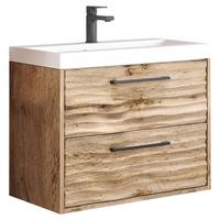 Waschbeckenunterschrank B: 60 cm, Eiche Wotan - Eiche Wotan/Weiß, Basics, Keramik/Holzwerkstoff (60/50/35cm) - P & B