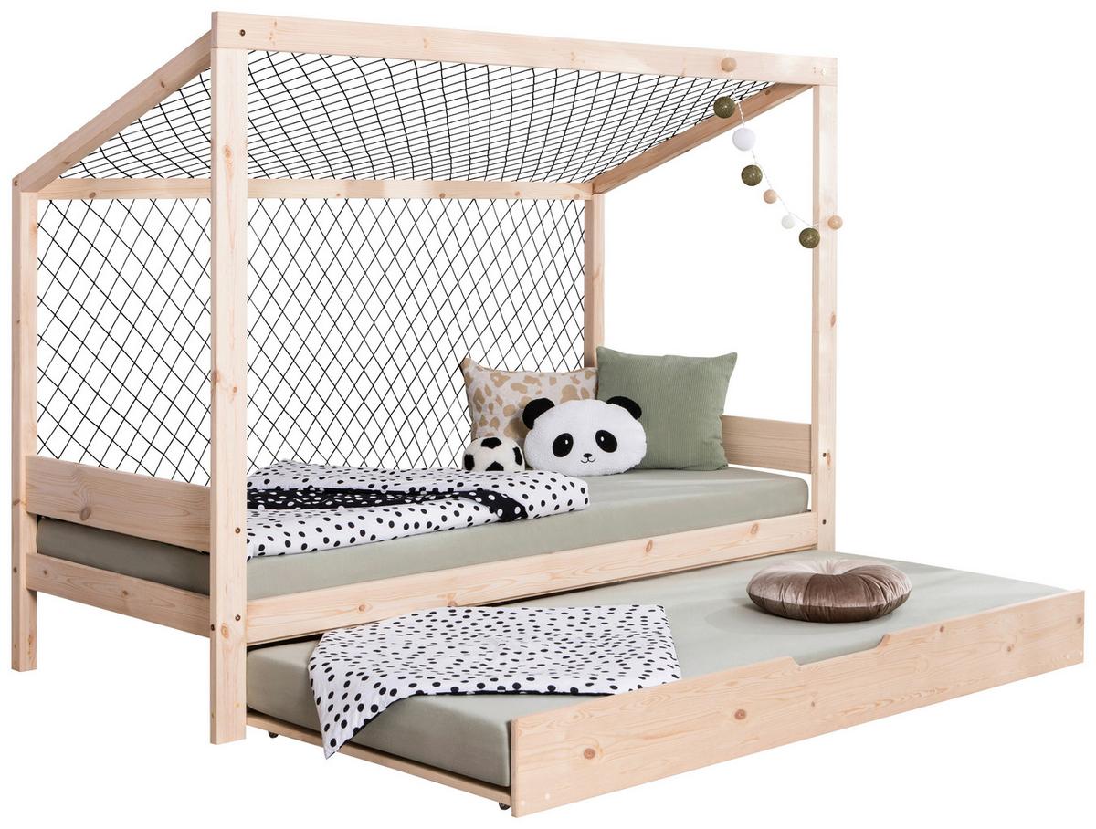 Bodenbett mit Bettkasten 90x200 cm Naturfarben - Naturfarben, MODERN, Holz (90/200cm) - MID.YOU