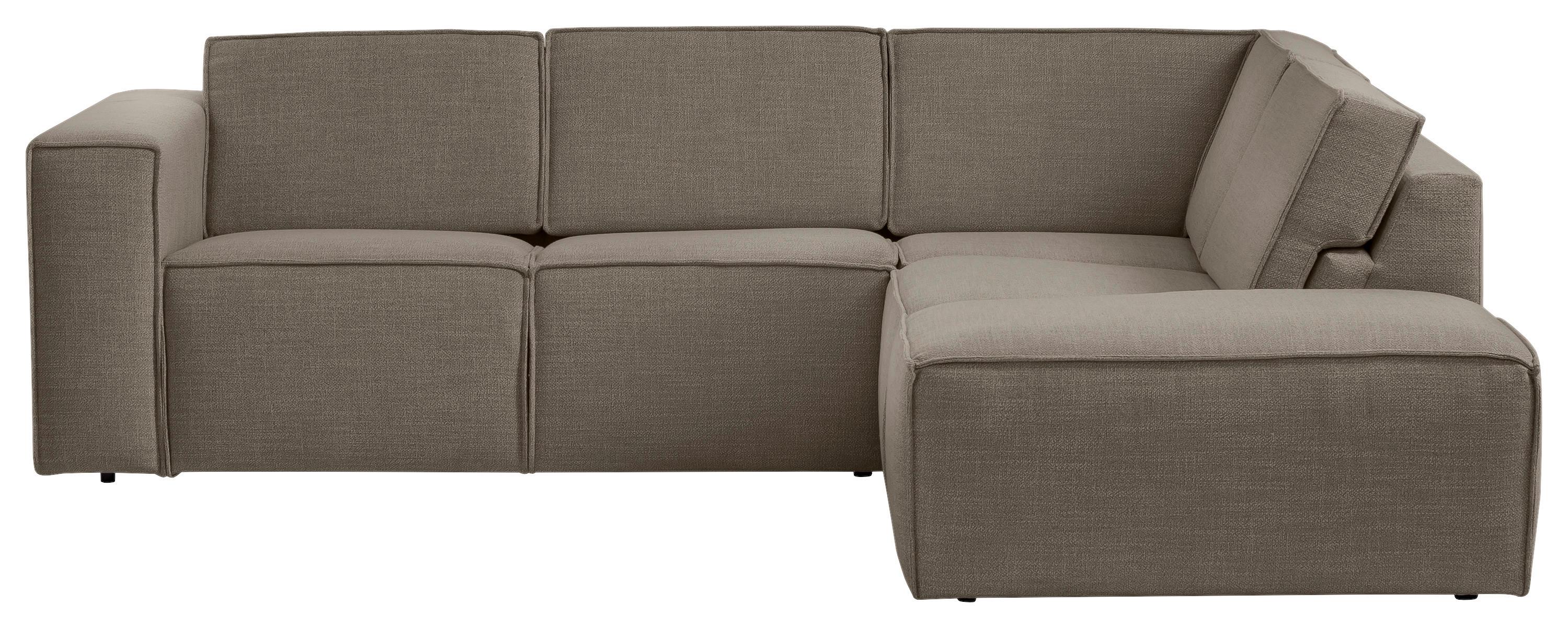 Ecksofa Dice Taupe/grau - Taupe/Schwarz, MODERN, Textil (255/220cm) - MID.YOU
