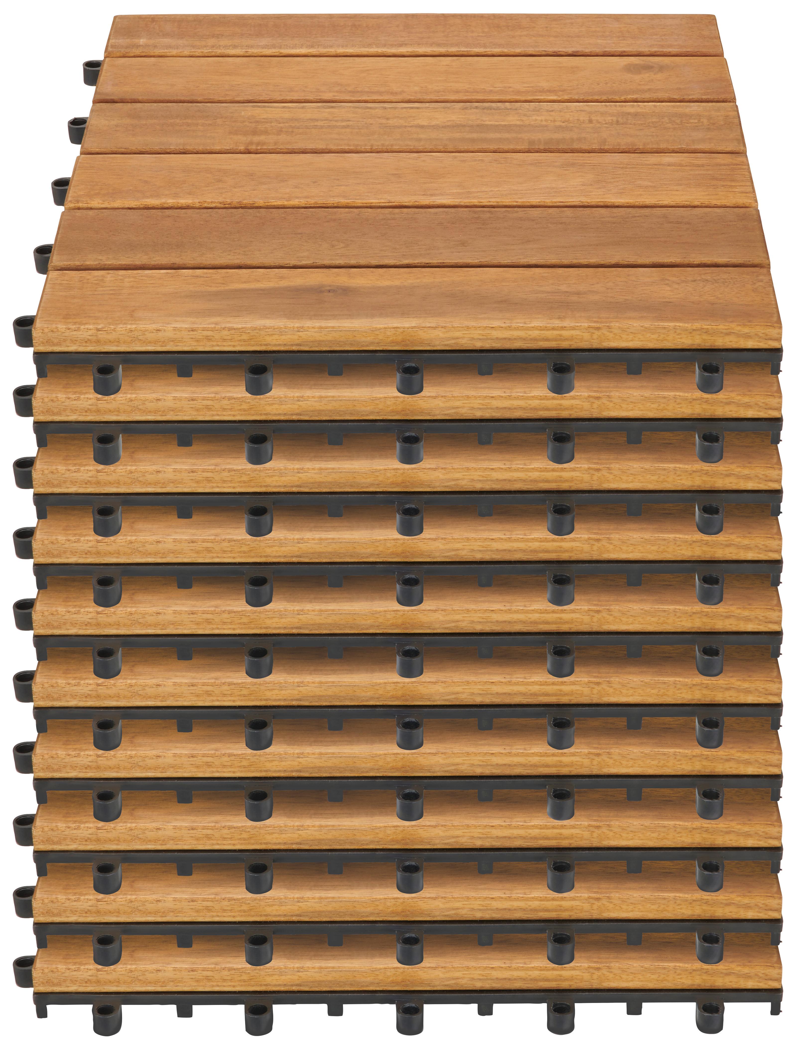 Terrassenfliese Rudi 10er Set Je ca. 30x30 cm Akazienholz - Akaziefarben, MODERN, Holz/Kunststoff (30/30cm) - Ondega