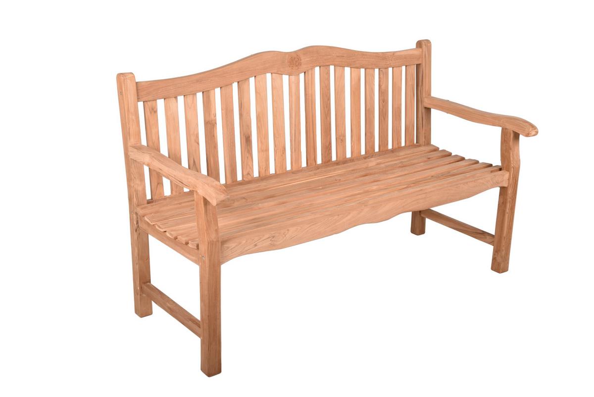 Gartenbank Echtholz Teak 3-Sitzer Romang - Naturfarben, Basics, Holz (150/92/63cm)