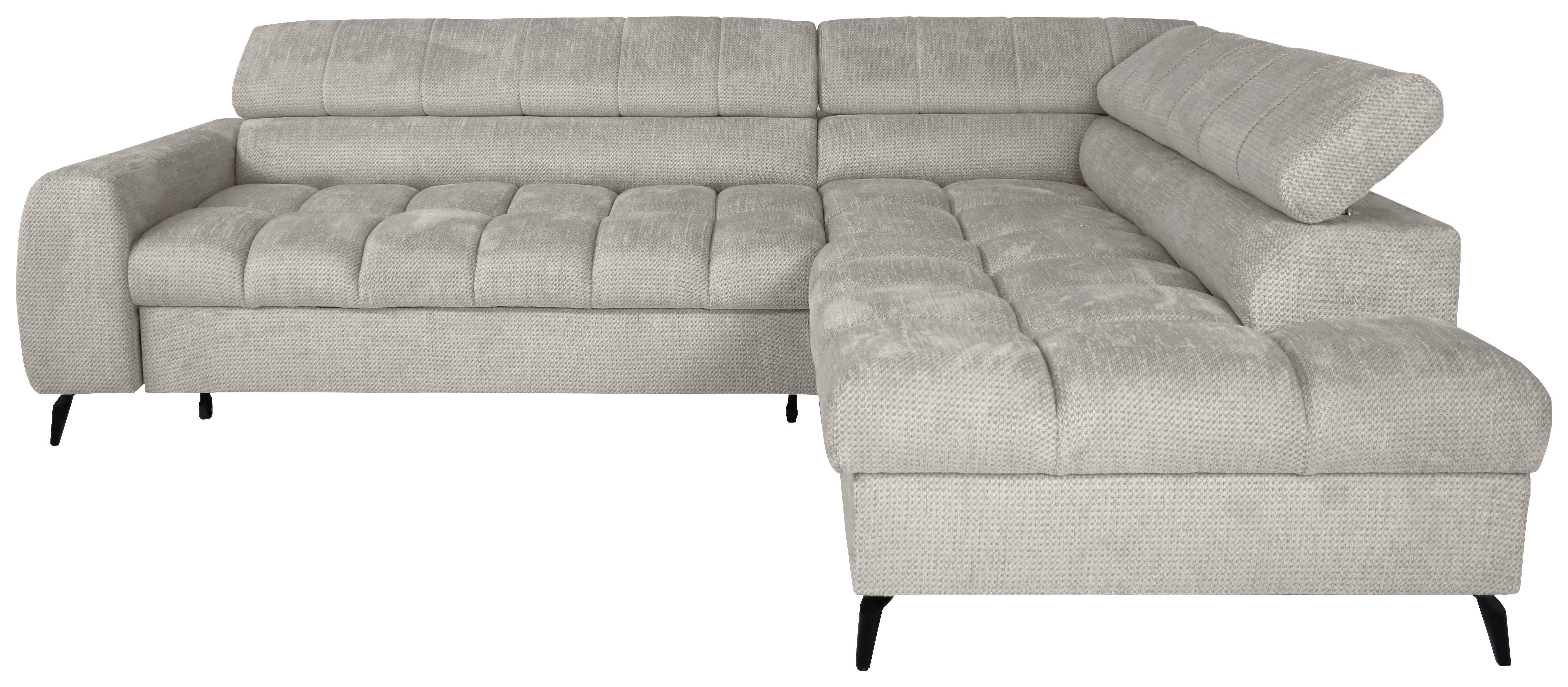 Ecksofa Volf Rechts New Hellgr mit Schlaffunktion, 261x203 cm - Hellgrau/Schwarz, Trend, Kunststoff/Textil (261/203cm)