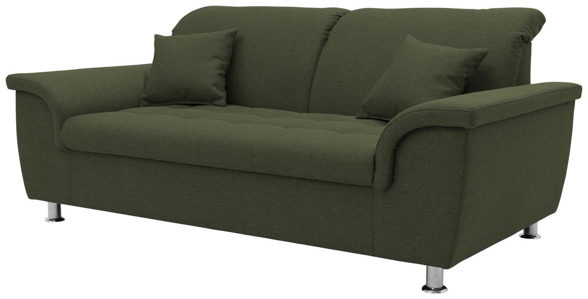 2-Sitzer-Sofa Franzi Armlehnen Grün Webstoff - Chromfarben/Grün, KONVENTIONELL, Textil (190/81/97cm) - MID.YOU