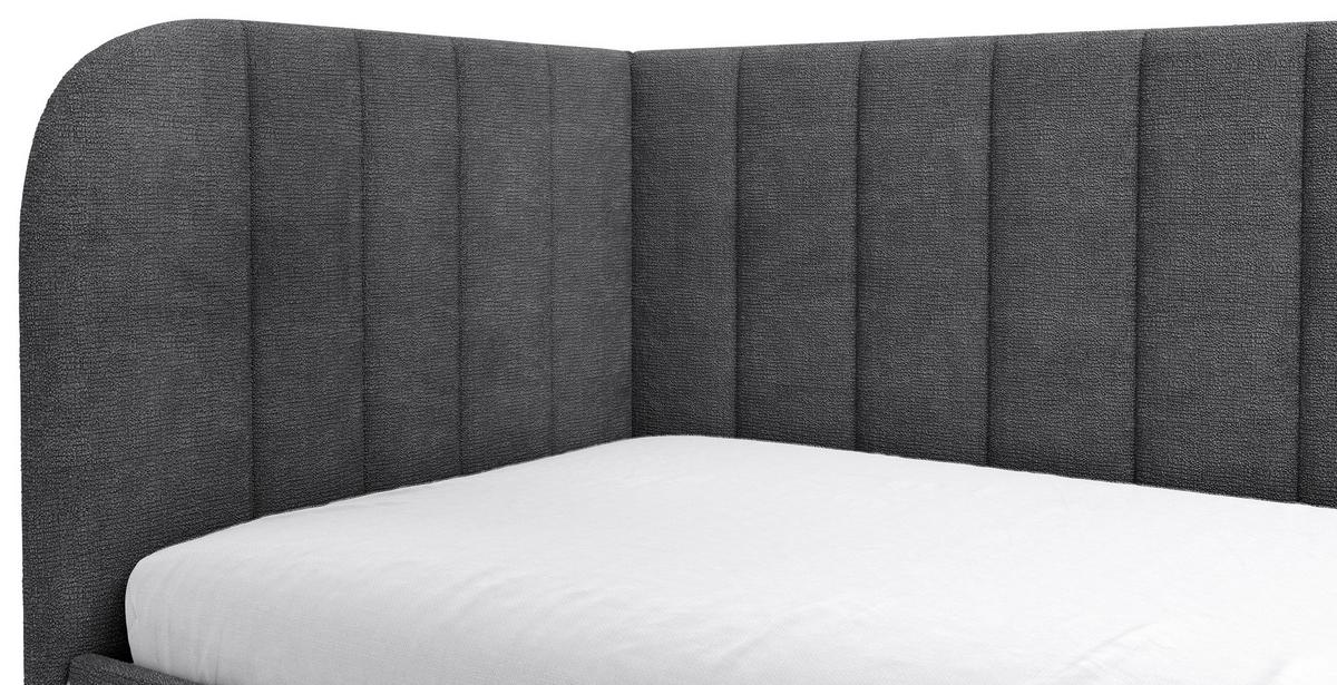 Polsterbett Millow Links Dunkelgrau Lf: 90x200 Cm - Dunkelgrau/Schwarz, MODERN, Holz/Holzwerkstoff (90/200cm) - MID.YOU