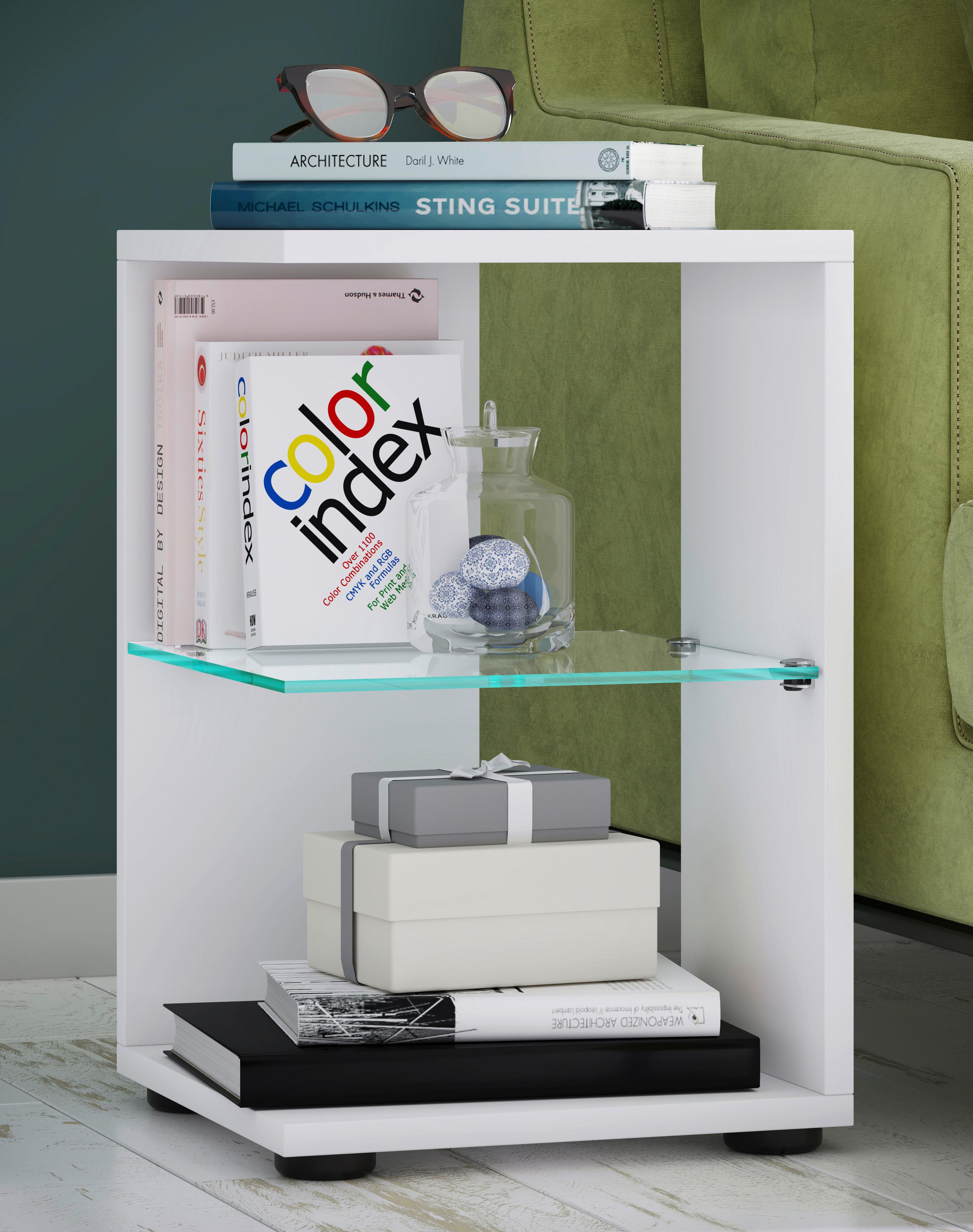 Príručný stolík Elani š: 30 cm, biely - čierna/biela, Modern, kompozitné drevo/plast (30/45/30cm) - MID.YOU
