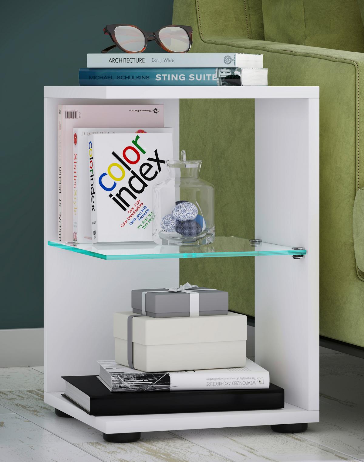 Odkladácí stolek Elani š: 30 cm, bílý - bílá/černá, Moderní, kompozitní dřevo/plast (30/45/30cm) - MID.YOU