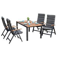 Gartengarnitur 9-Tlg. Astros Aluminium/Akazie mit Kissen - Graphitfarben/Naturfarben, MODERN, Holz/Kunststoff - Gardenson