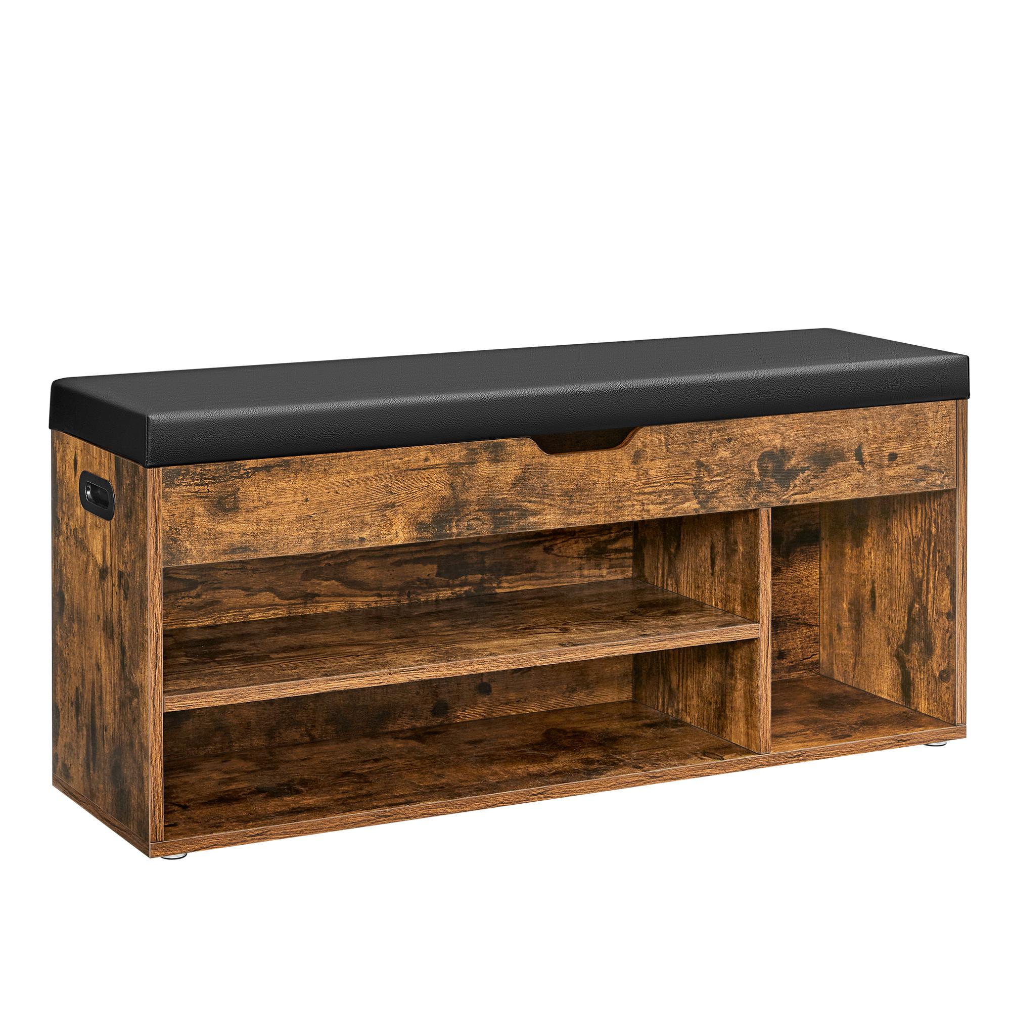 Schuhbank Braun, Schwarz B: 100 cm - Schwarz/Braun, Trend, Holzwerkstoff/Textil (100/44/30cm) - MID.YOU