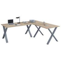 Eckschreibtisch B 190cm H 76cm Lona, Sonoma Eiche + Silber - Silberfarben/Sonoma Eiche, MODERN, Holzwerkstoff/Metall (190/50/76cm) - MID.YOU