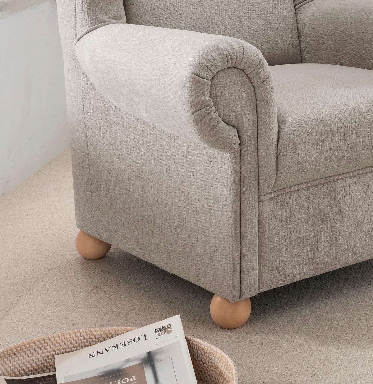 Ohrensessel Torello Taupe B: 92cm - Taupe/Wildeiche, KONVENTIONELL, Textil (92/102/89cm) - Livetastic