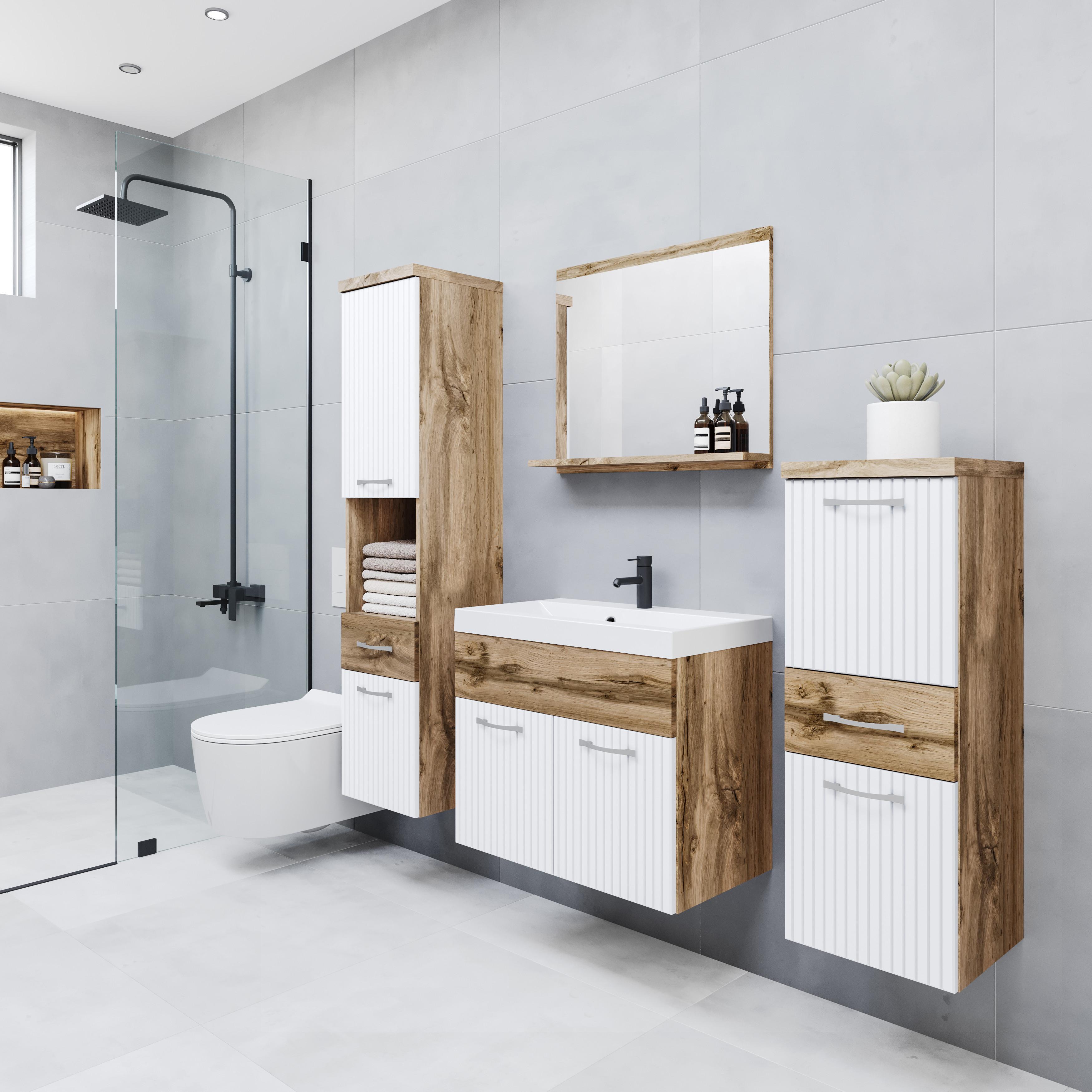 Badezimmer Alba Wotan Eiche/Weiss - Eiche Wotan/Weiß, LIFESTYLE, Holzwerkstoff (120cm) - P & B