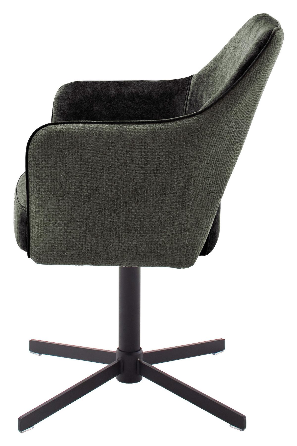 STOLIČKA S PODRÚČKAMI VALLETTA - olivovozelená/čierna, Konventionell, kov/textil (61/85/60cm) - Based