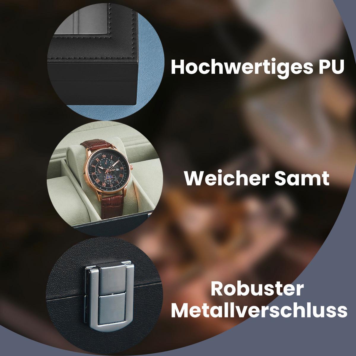 Uhrenbox Schwarz B: 30 Cm - Schwarz, Basics, Glas/Holzwerkstoff (30/8/11,2cm)