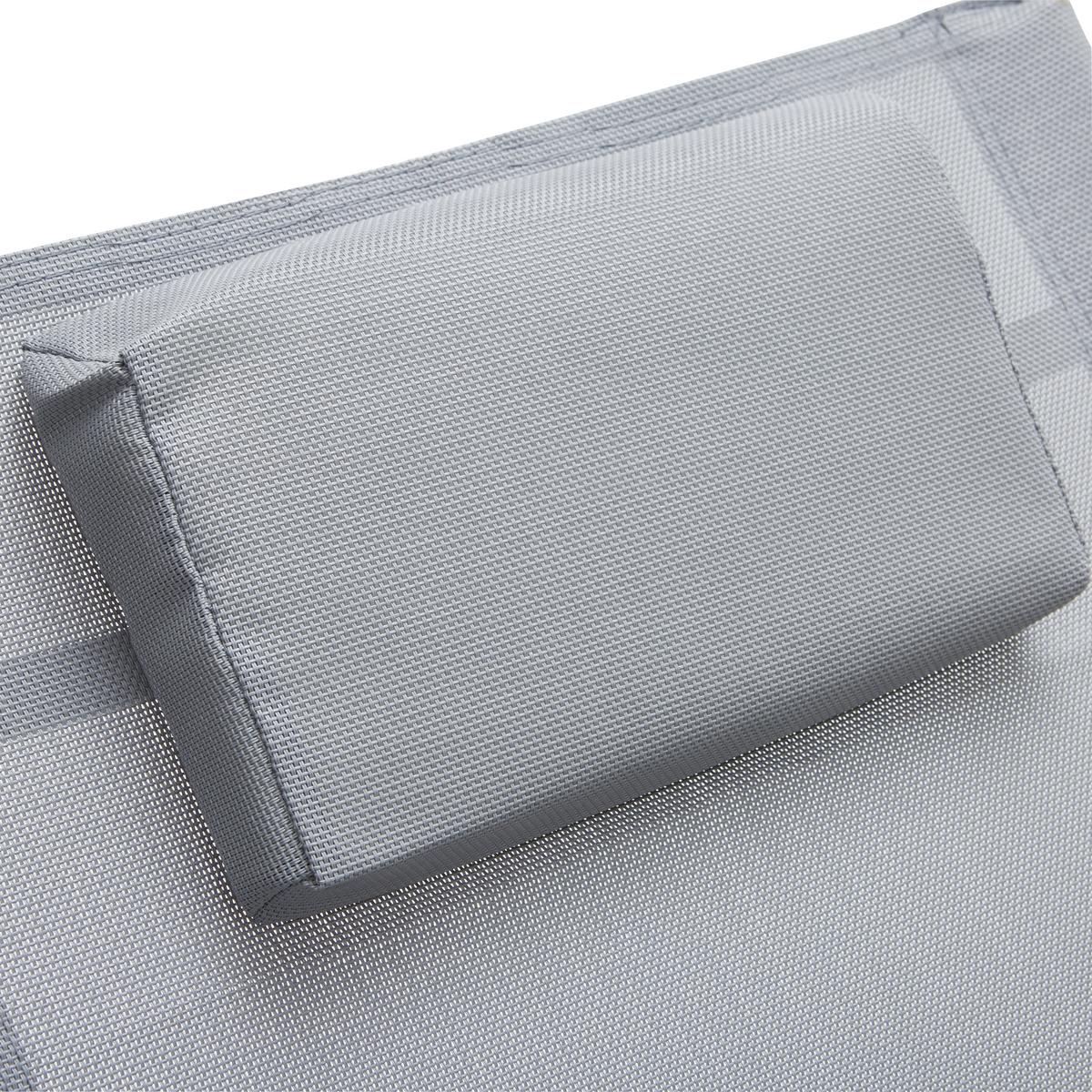 Sonnenliege Mirano Stahl Textilene mit Kopfkissen - Anthrazit, MODERN, Textil/Metall (63/85/148cm) - Ondega