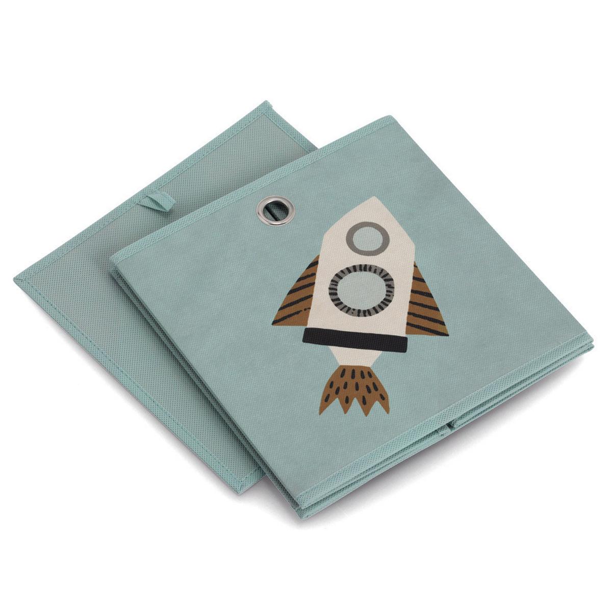 Aufbewarhungskorb 'Rocket' petrol, ca. 28x28x28 cm - Petrol, Basics, Textil (28/28/28cm) - Zeller Present