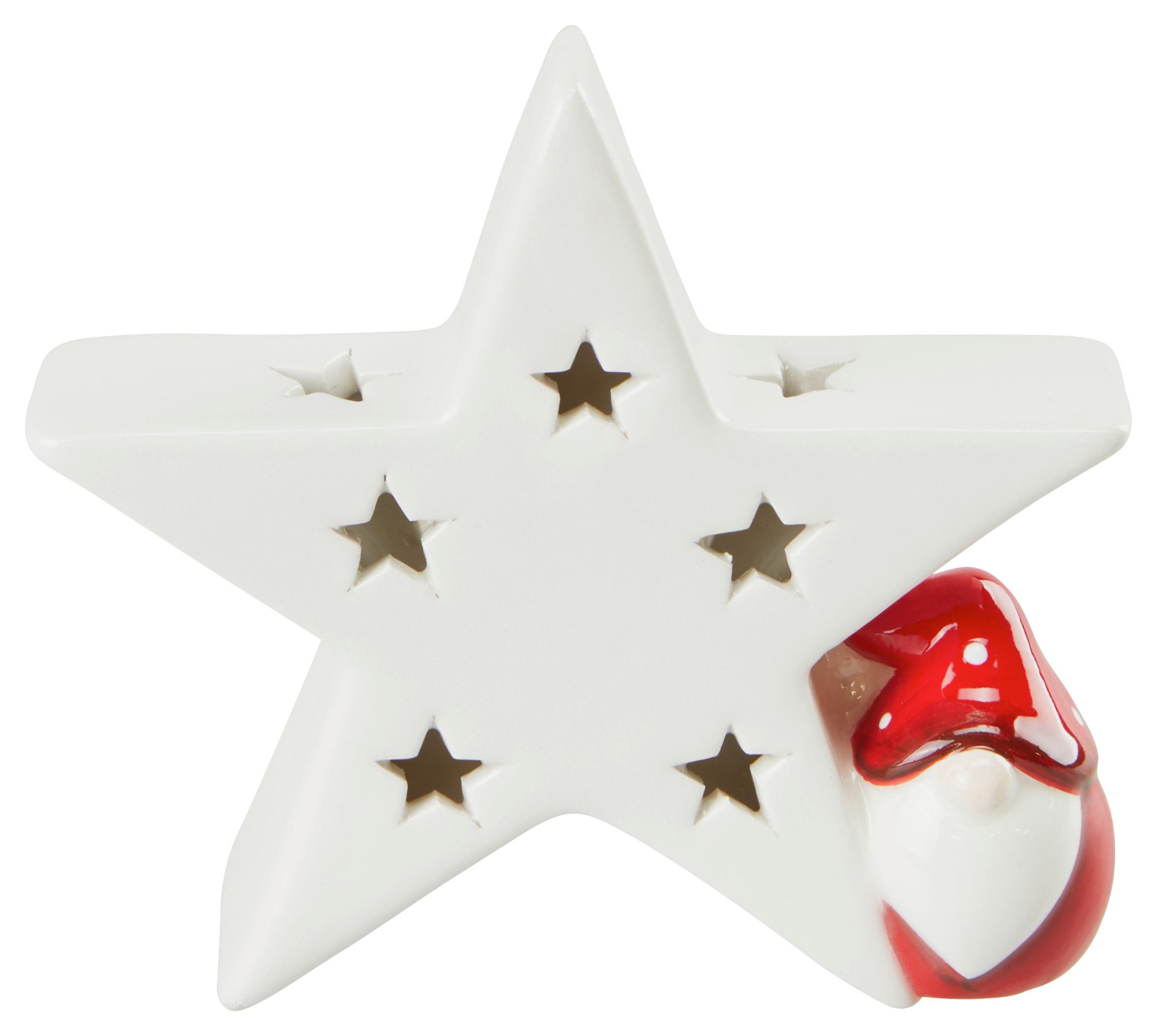 Dekostern Aus Keramik - Weiß, Basics, Keramik (10/9/3,5cm)