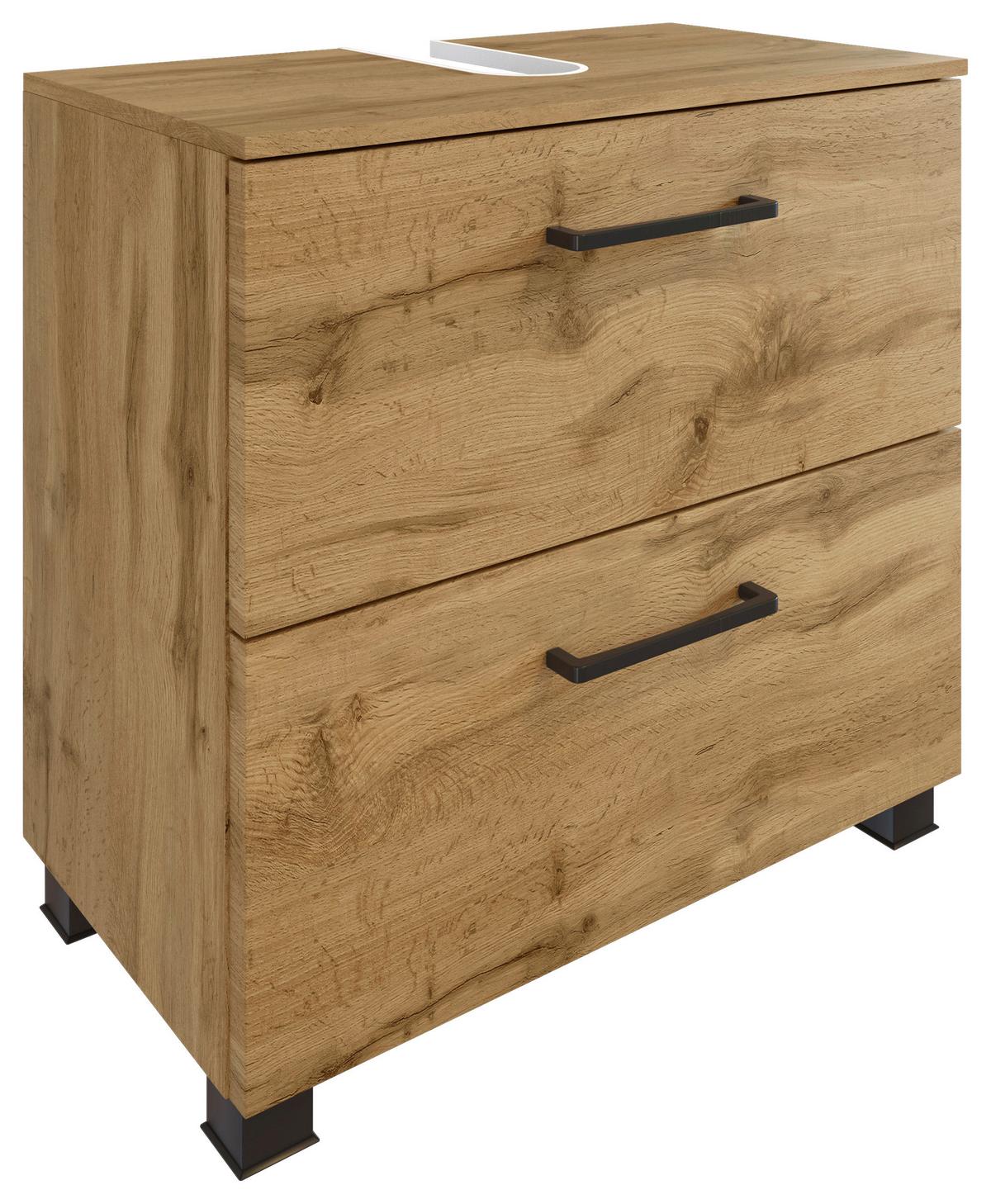 Waschbeckenunterschrank Manchester B:60 cm Eiche Dekor - Eichefarben/Schwarz, MODERN, Holzwerkstoff (60/59/35cm) - Held