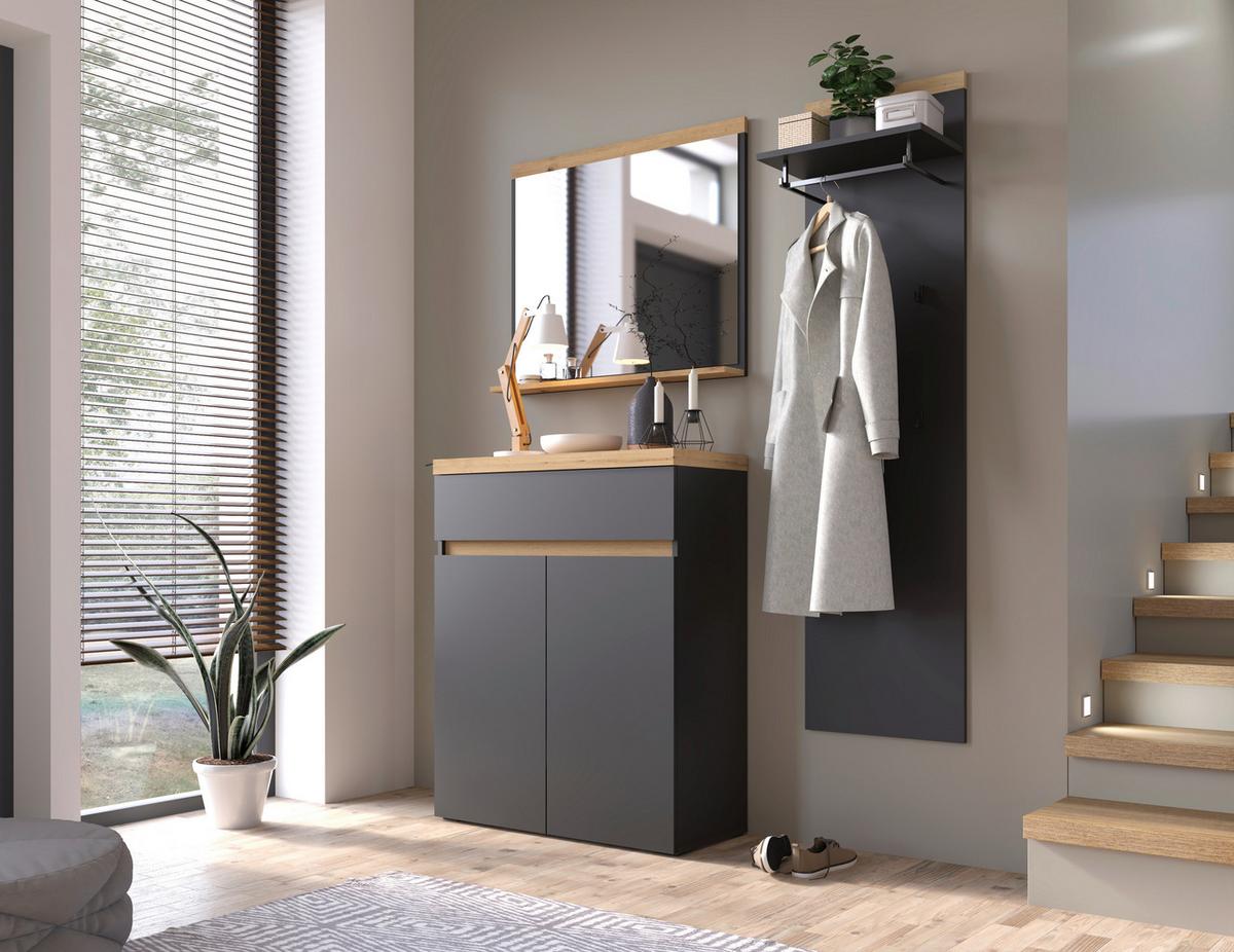 Spiegel Pepe Artisan Eiche B: 85 cm - Anthrazit/Eiche Artisan, Trend, Glas/Holzwerkstoff (85/77,2/12cm)