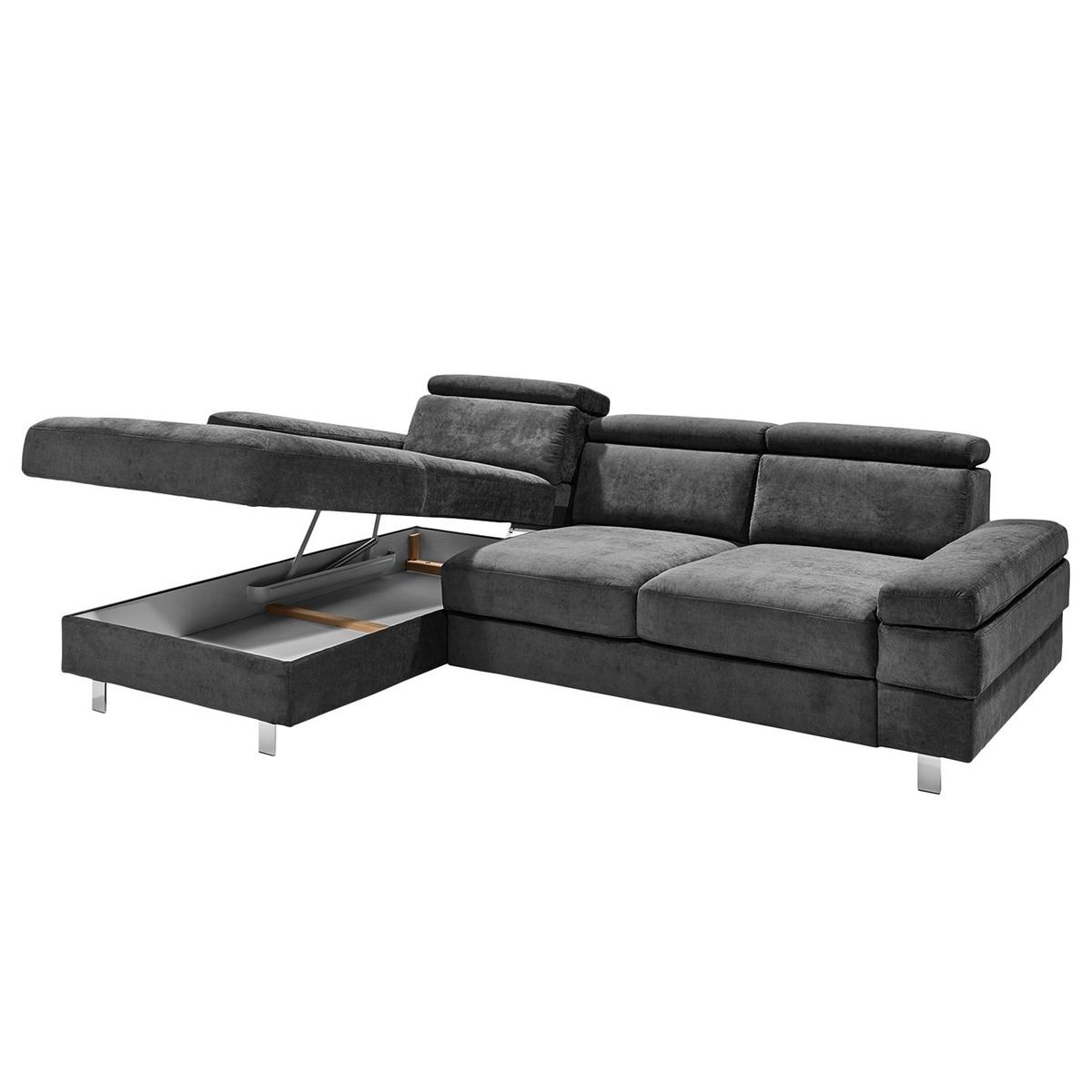 Ecksofa Elvis, Anthrazit S: 182x259 Cm - Anthrazit/Silberfarben, KONVENTIONELL, Textil (182/259cm) - Trendmanufaktur