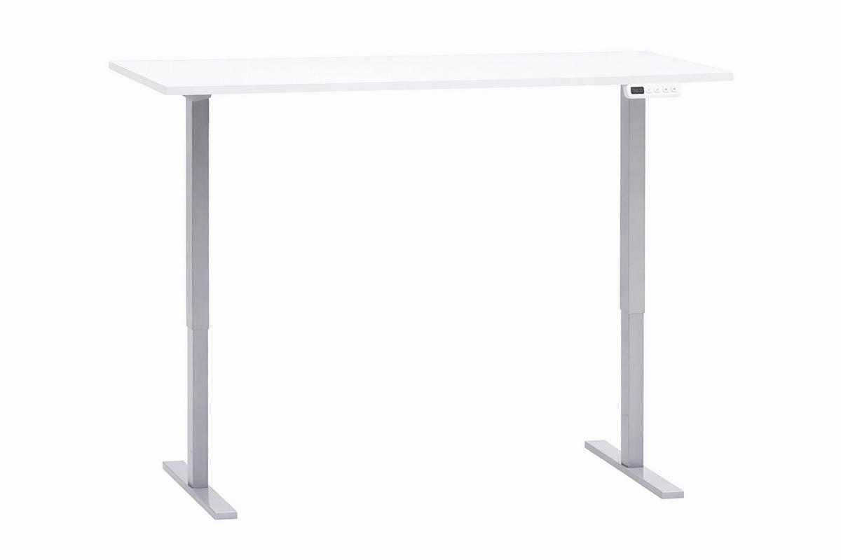 SCHREIBTISCH Metz Weiß L: 138cm - Alufarben/Weiß, MODERN, Holzwerkstoff/Metall (138/60/72,7-117,2cm) - MID.YOU